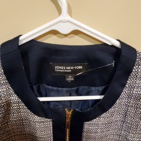 Jones New York Navy & White Zip Up Blazer - Picture 2 of 4
